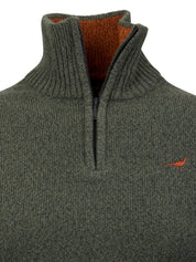 Tyne Zip Neck Lammullströja Dam - Forest