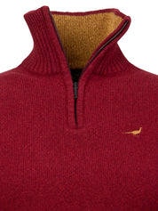 Tyne Zip Neck Lammullströja Dam - Wine