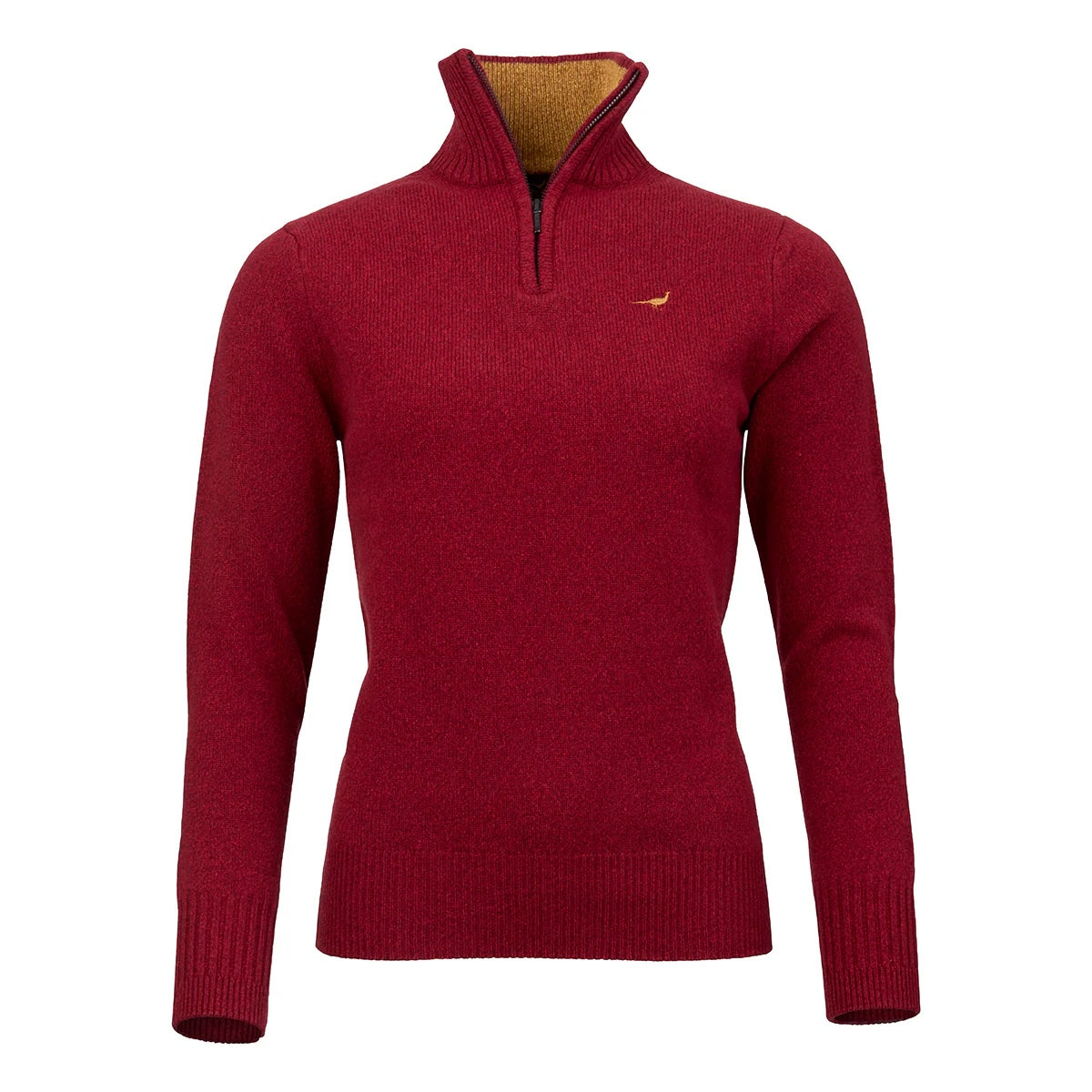 Tyne Zip Neck Lammullströja Dam - Wine