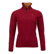 Tyne Zip Neck Lammullströja Dam - Wine