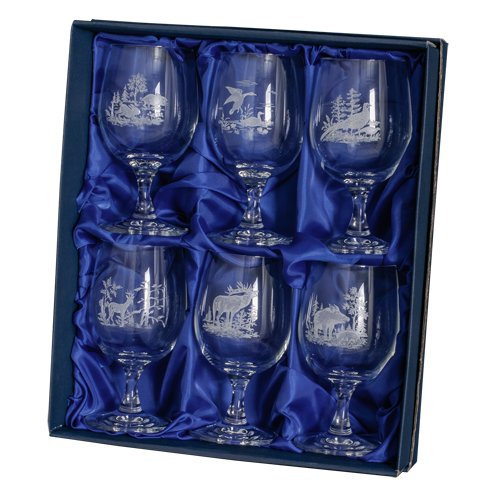 Vinglas I Kristall 6-pack - Jaktmotiv