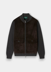 Oakmoore Zip-tröja med Mockafront Herr - Dark Brown