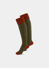Combrook Jaktstrumpor i Ull - Saffron & Olive Dam