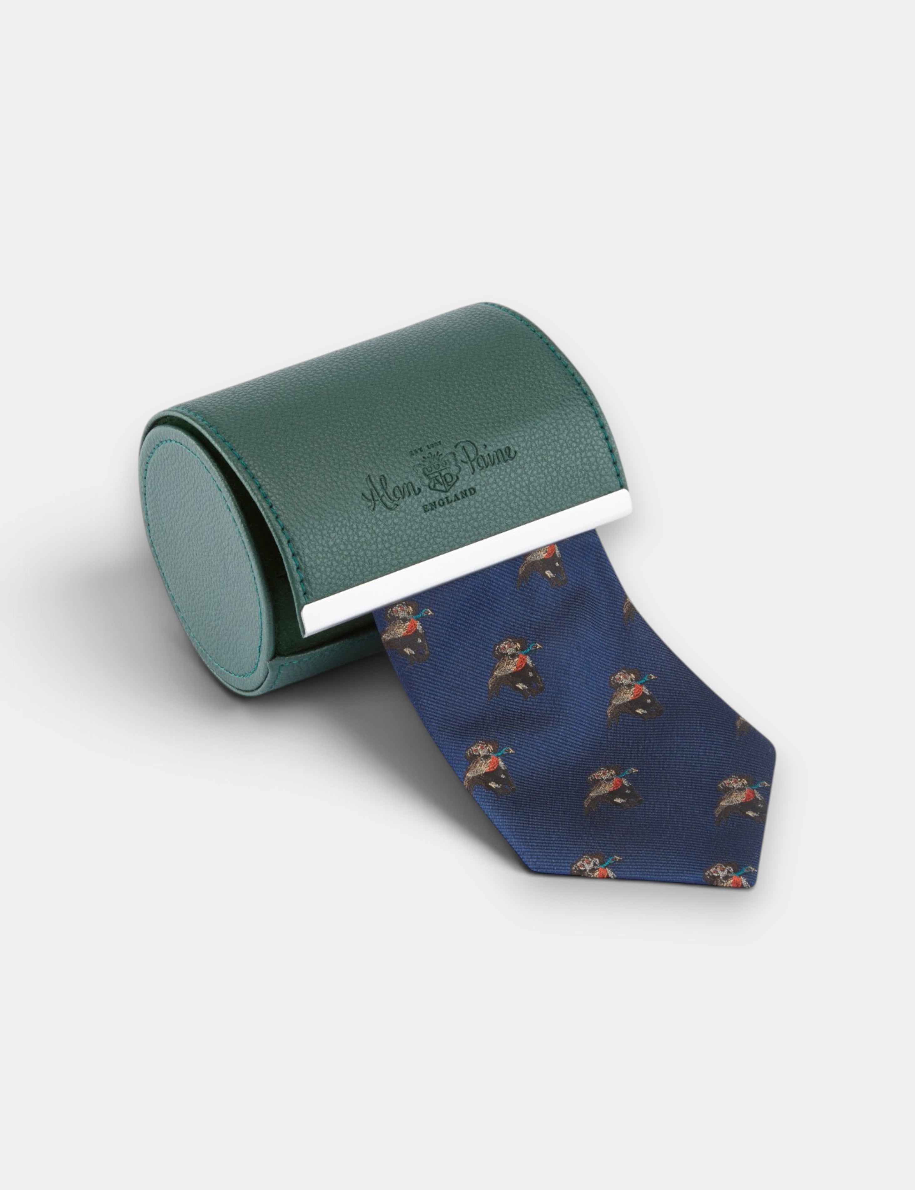 Alan Paine Ripon Slips i Silke - Retriever Navy – produktbild i presentask