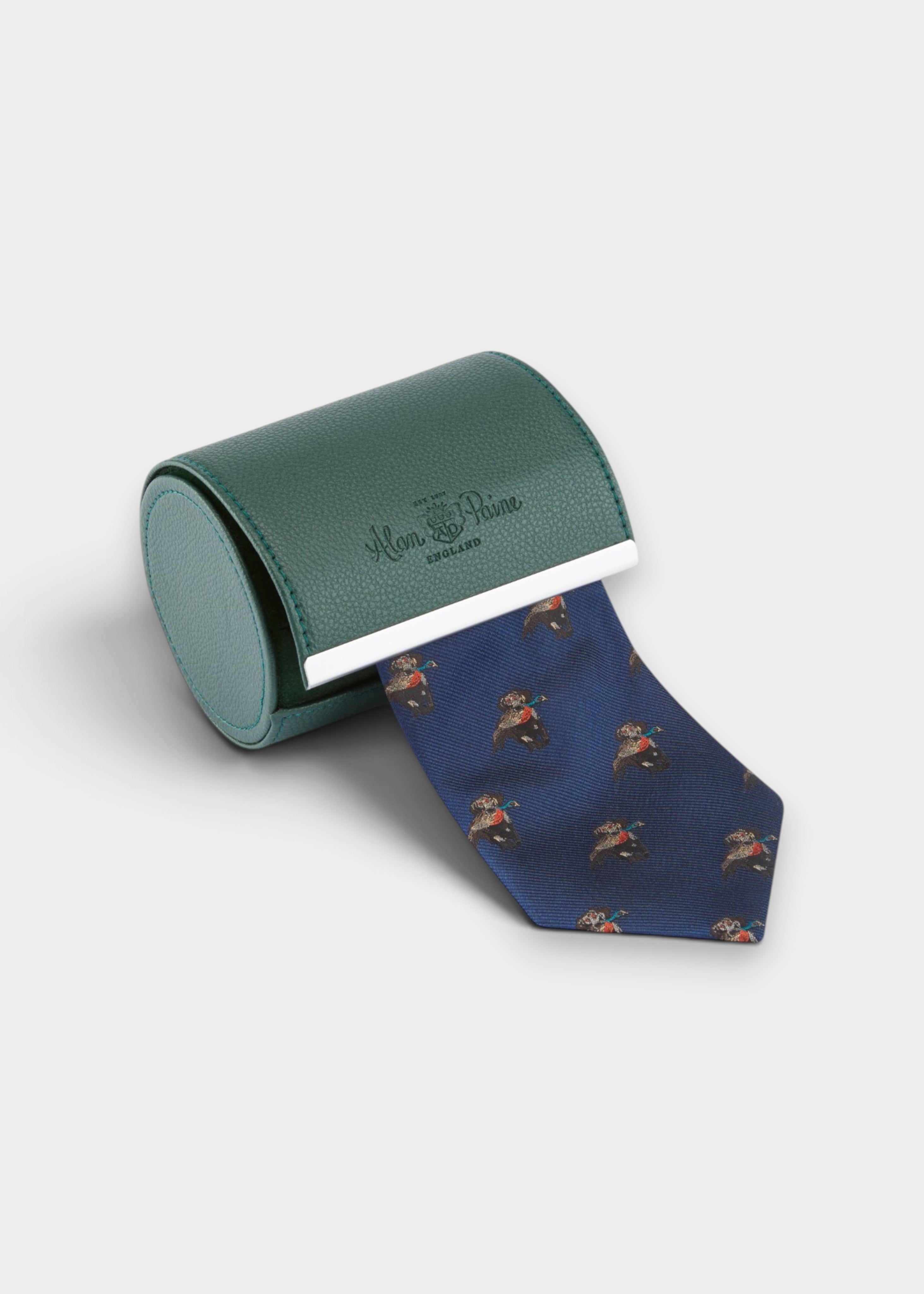 Alan Paine Ripon Slips i Silke - Retriever Navy – produktbild i presentask