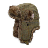 Pälsmössa Harris Tweed - Trapper Hat Moss Green