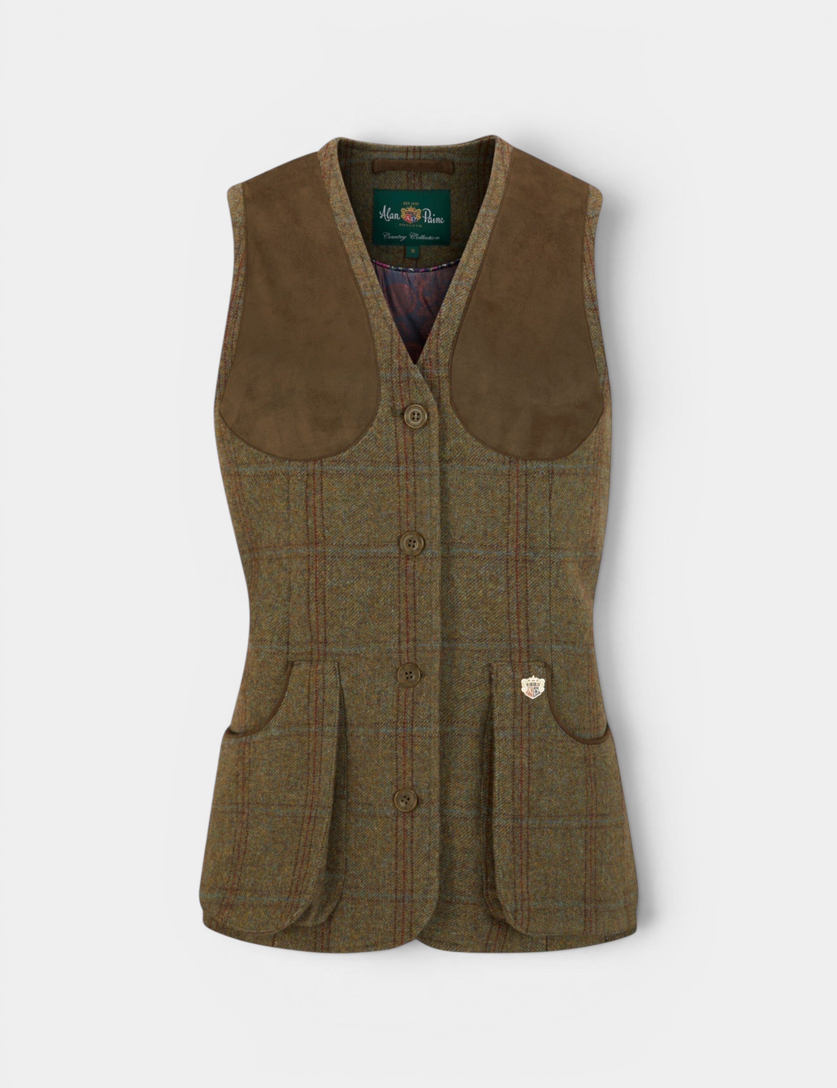 Alan Paine Combrook Laurel - Jaktväst i Tweed Dam – produktbild framifrån