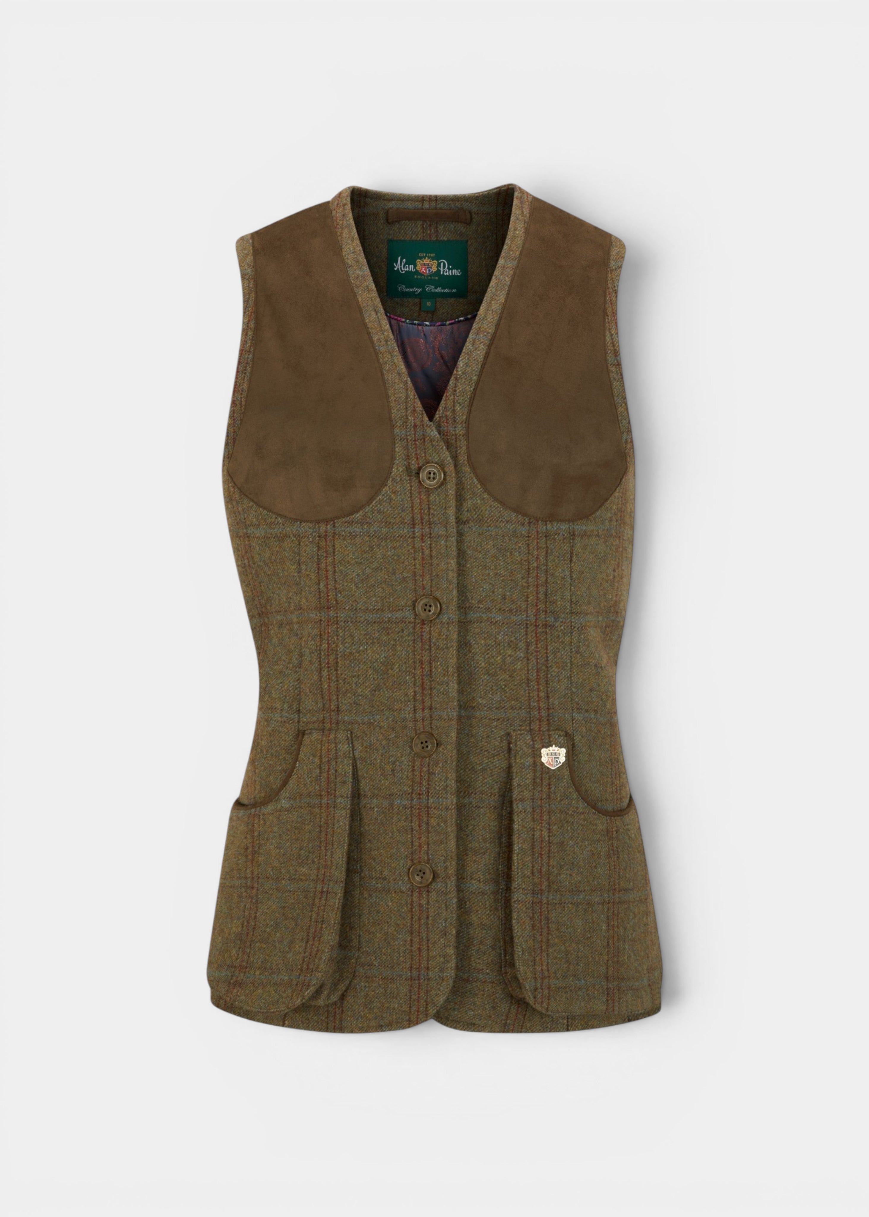 Alan Paine Combrook Laurel - Jaktväst i Tweed Dam – produktbild framifrån