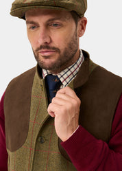 Alan Paine Combrook Shooting Gilet i Tweed - Sage – detalj