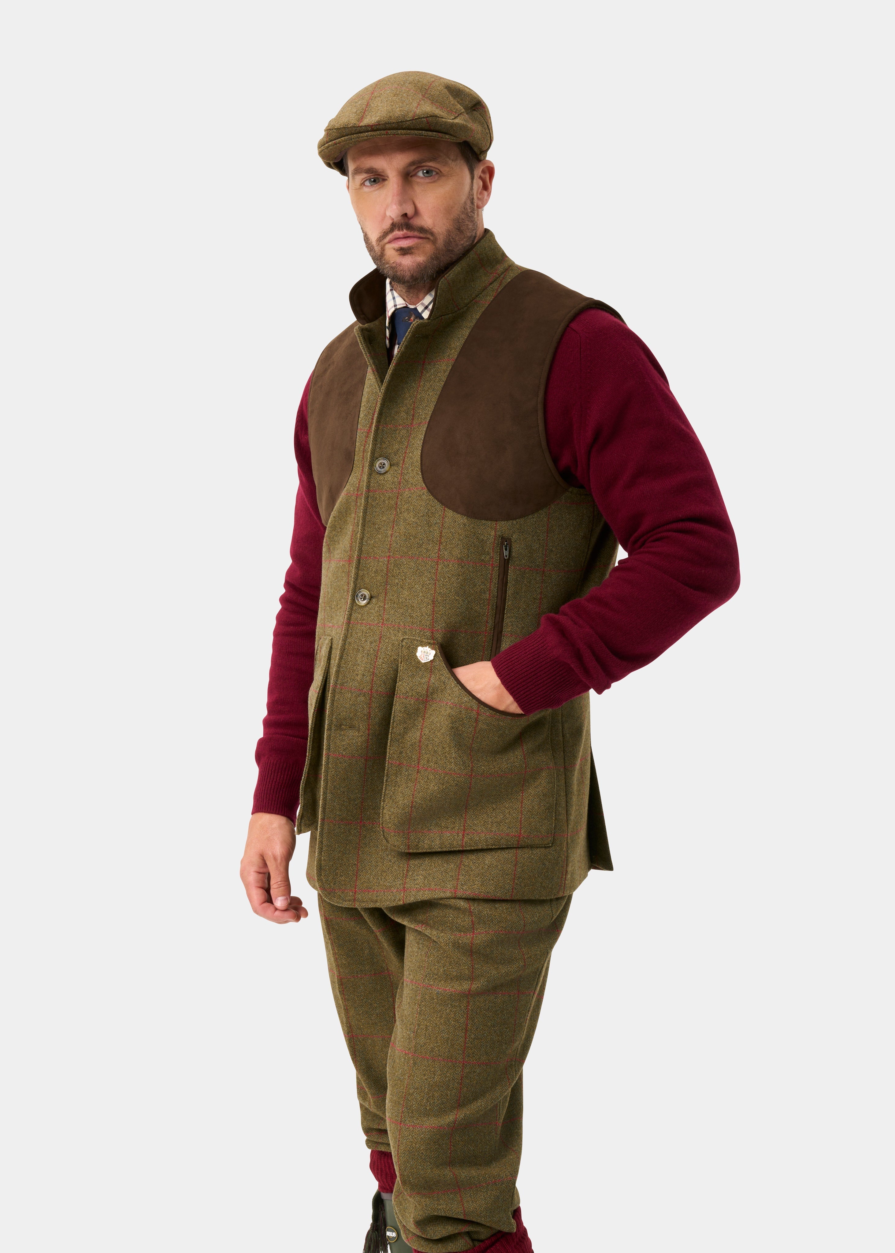 Alan Paine Combrook Shooting Gilet i Tweed - Sage – baksida