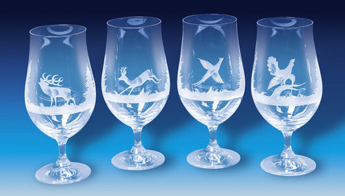 Ölglas 4 pack - Handskurna Motiv Jakt
