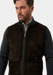 Oakmoore Zip-tröja med Mockafront Herr - Dark Brown