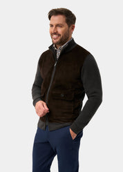 Oakmoore Zip-tröja med Mockafront Herr - Dark Brown