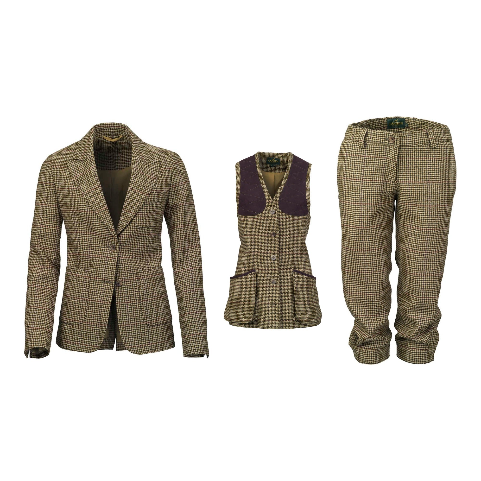 Laksen Lily Tweedkostym Dam, kavaj, väst och breeks