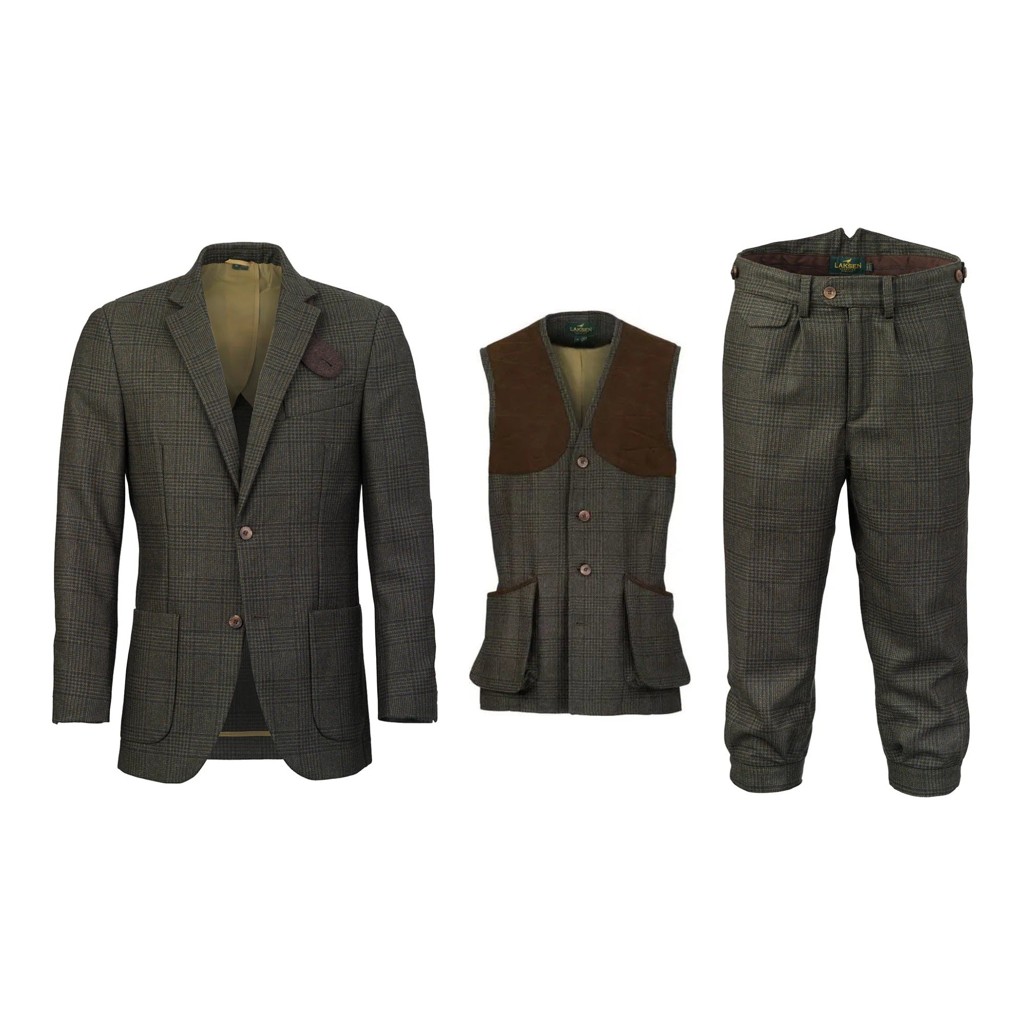 Laksen Willow Tweedkostym Herr, kavaj, väst och breeks