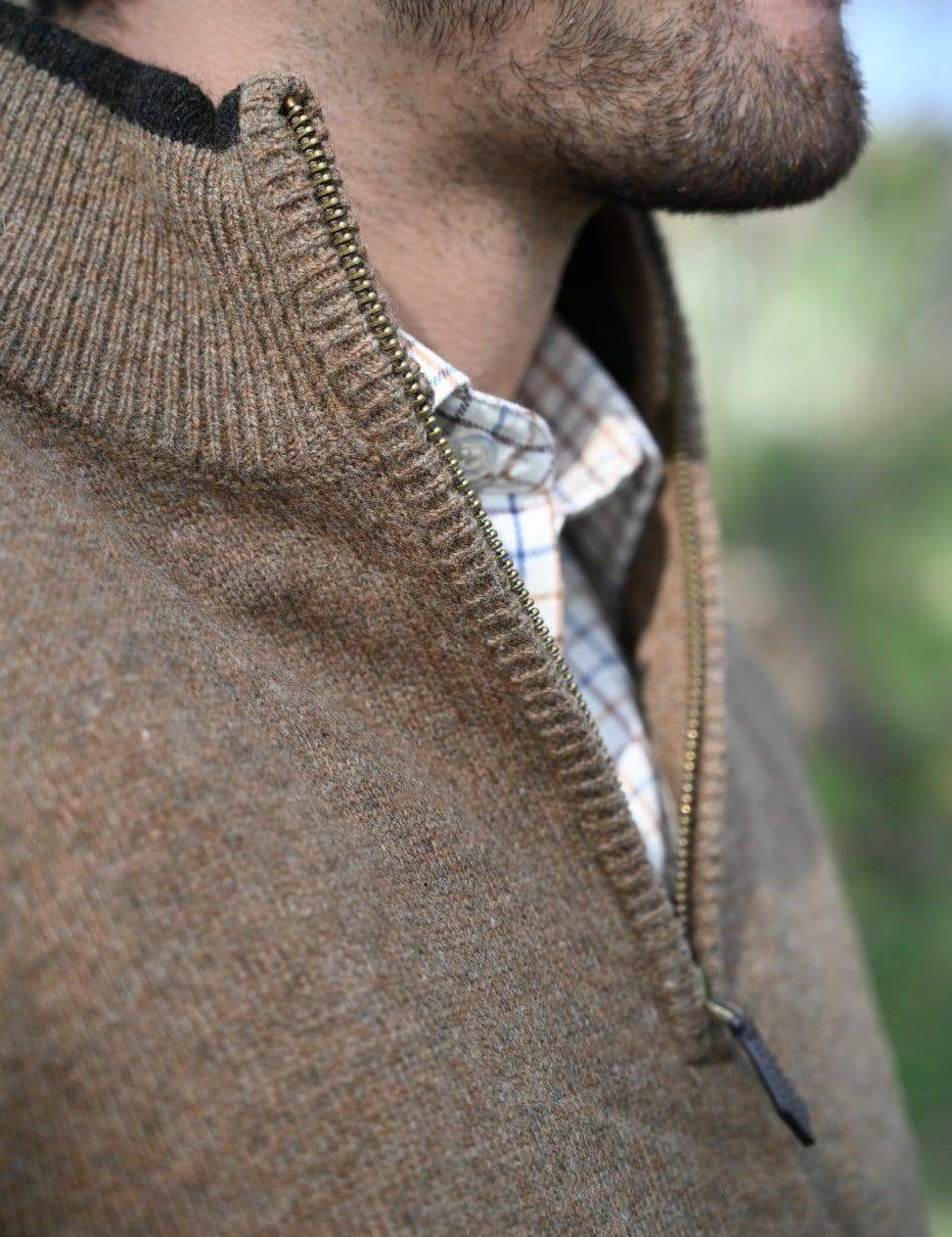 Lammullströja Half-Zip - Beige - Jaktstil.se