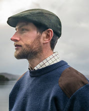Flat Cap i Grön Tweed - Herringbone