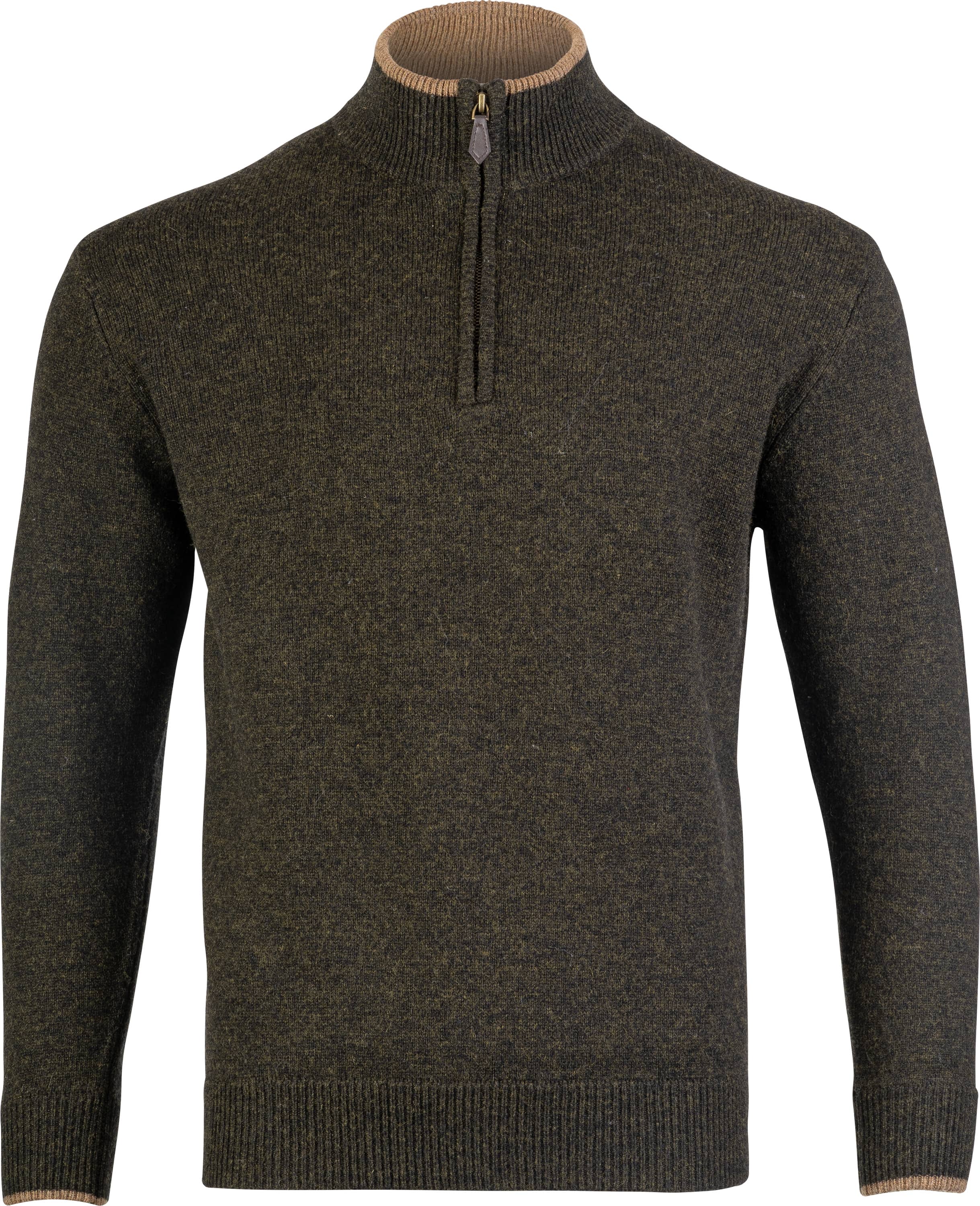 Half-Zip Tröja - Olivgrön Lammullströja