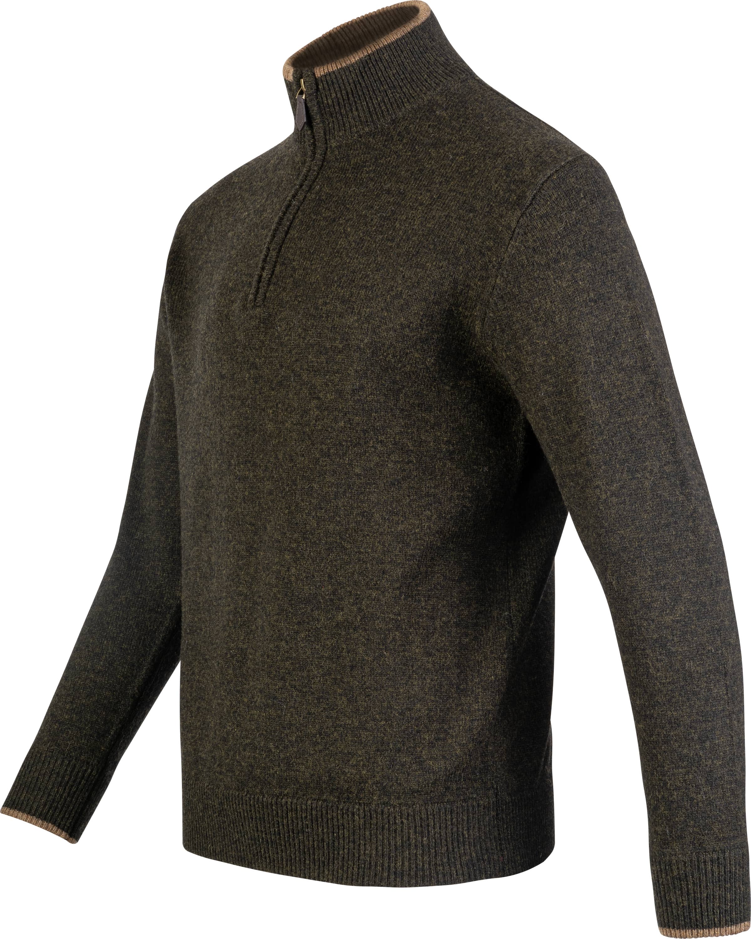 Half-Zip Tröja - Olivgrön Lammullströja