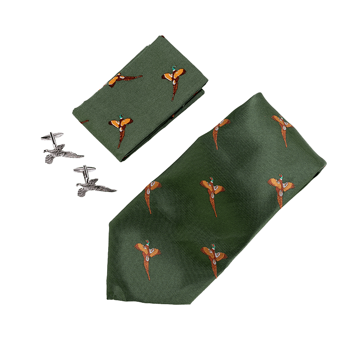Present till Jägare - Slips, Näsduk och Manschettknappar i Fasanmotiv - Jaktstil.se