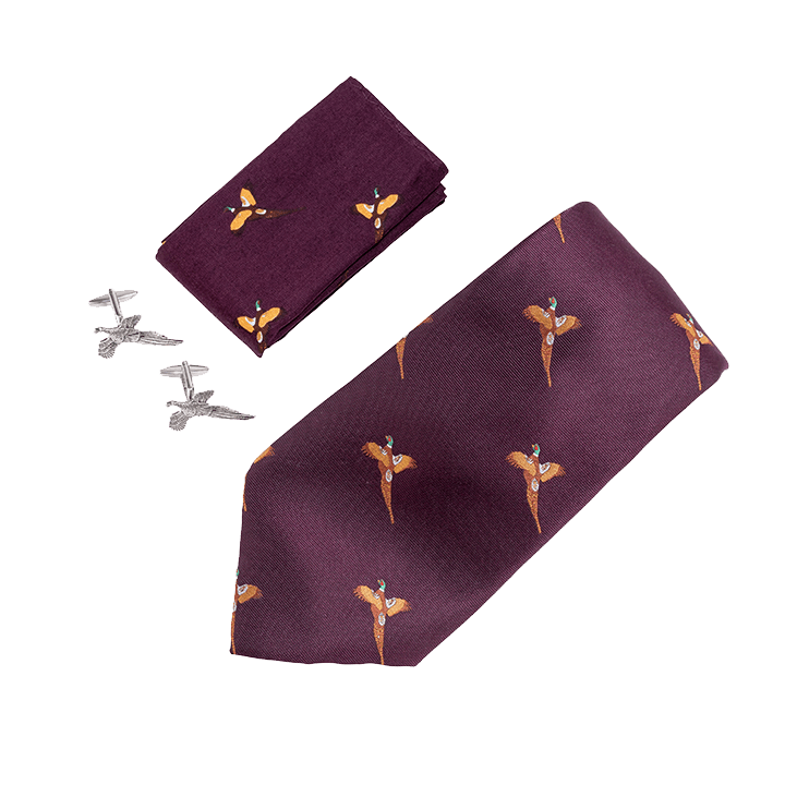 Present till Jägare - Slips, Näsduk och Manschettknappar i Fasanmotiv - Jaktstil.se