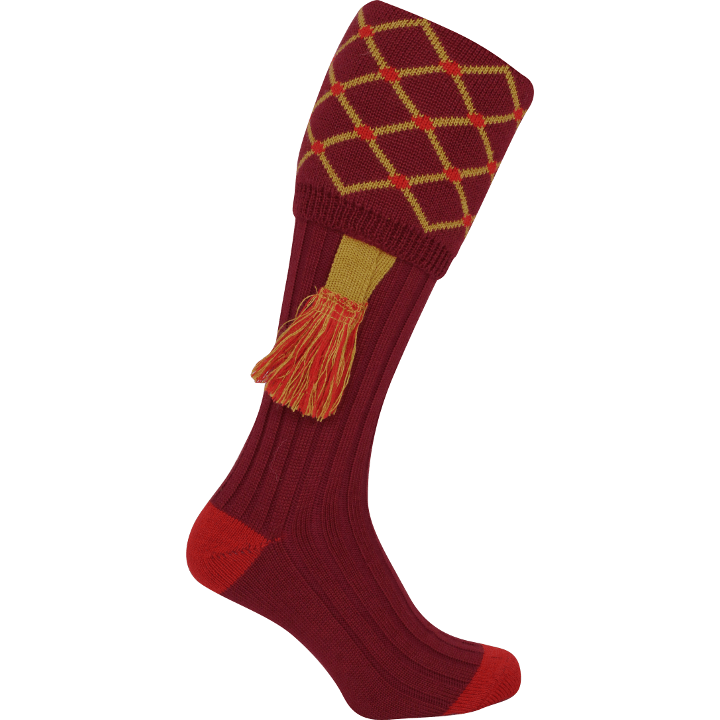 Jaktstrumpa Diamond med Garters - Burgundy - Jaktstil.se