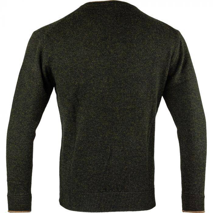 V-neck Sweater in Lambswool - Green - Jaktstil.se