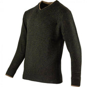 V-neck Sweater in Lambswool - Green - Jaktstil.se