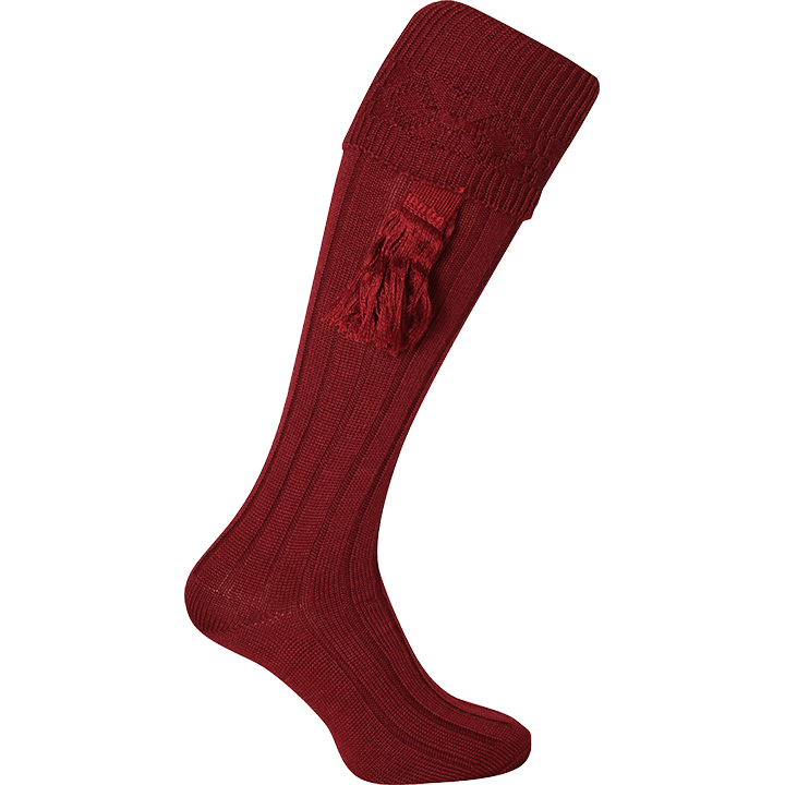 Stickad Knästrumpa med Garters - Burgundy - Jaktstil.se