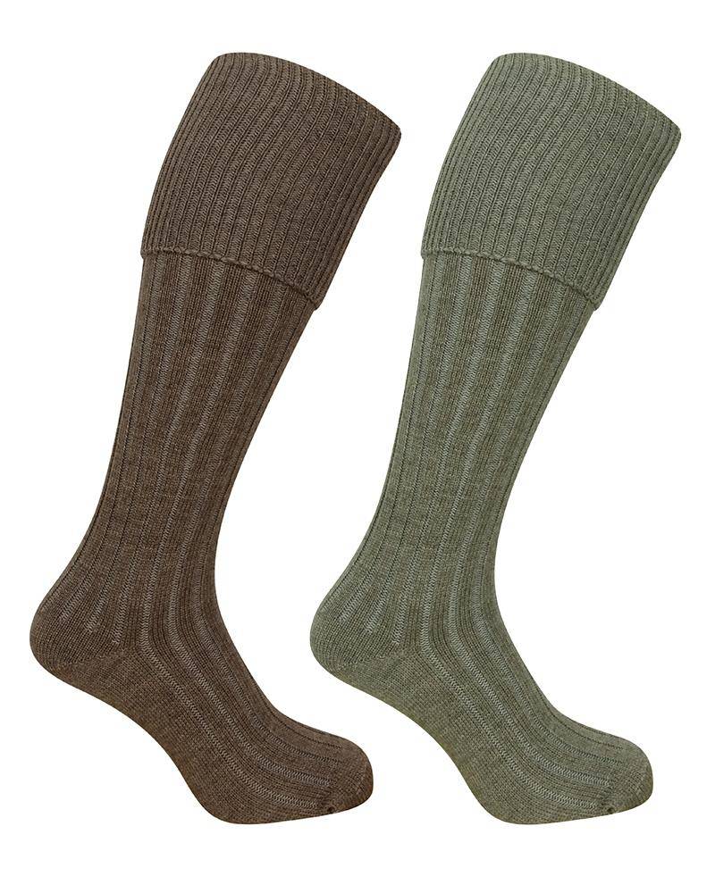 Varma Jaktstrumpor i 2-pack - Grön/Brun - Hoggs of Fife