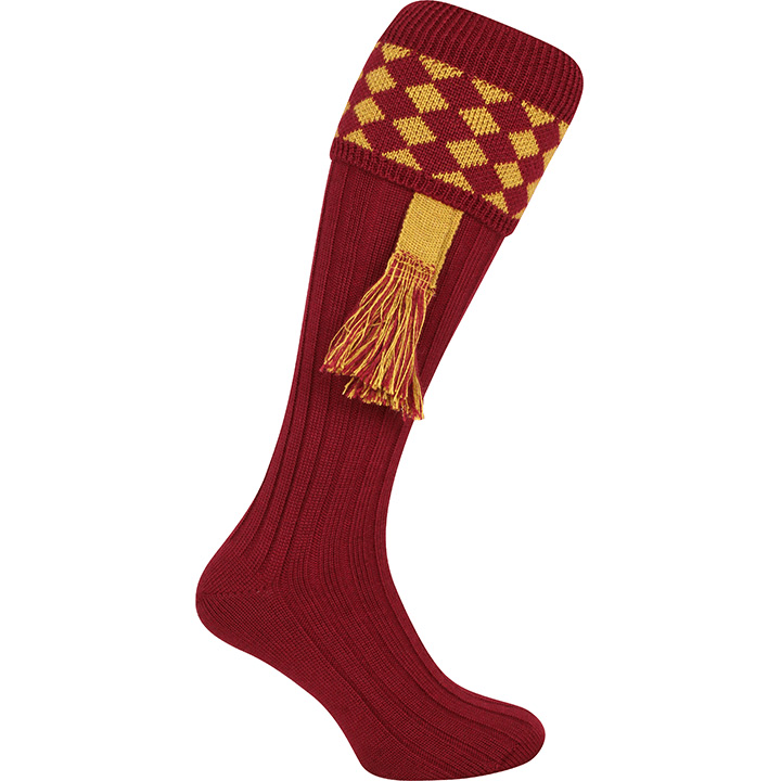 Jaktstrumpor - Burgundy med Garters