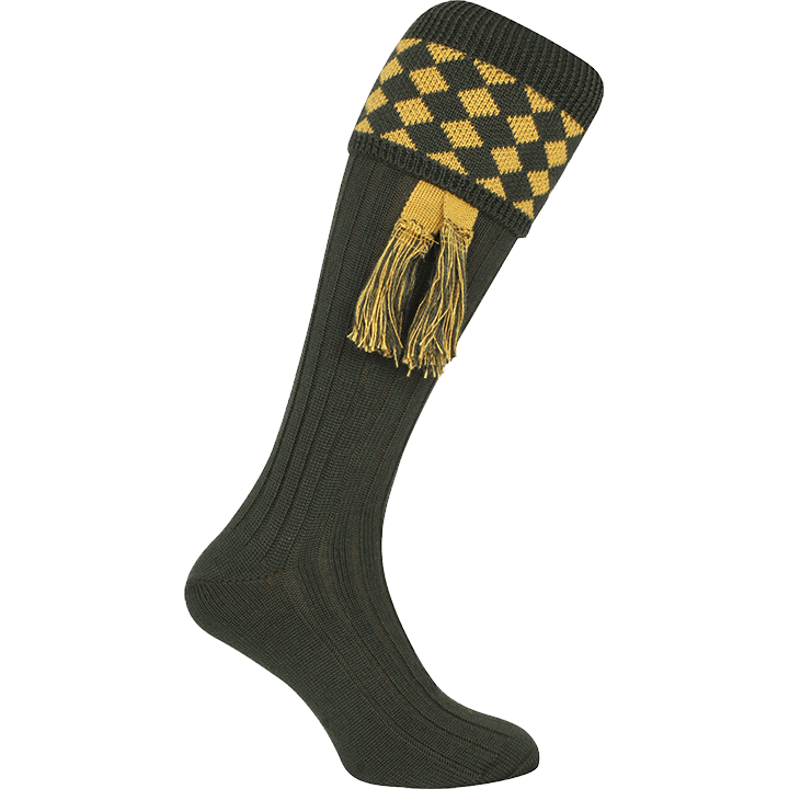 Jaktsocka - Grön Mönstrad med Garters - Jaktstil.se