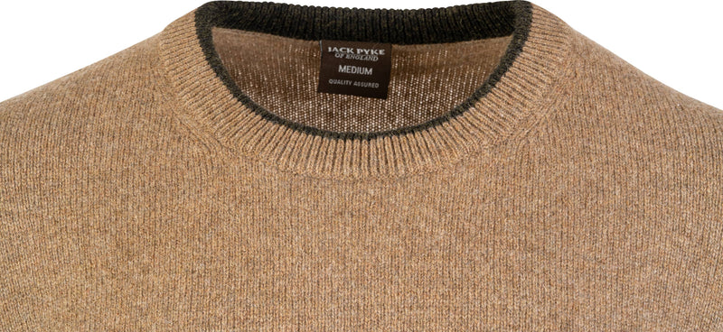 Rundhalsad Lammullströja - Beige 