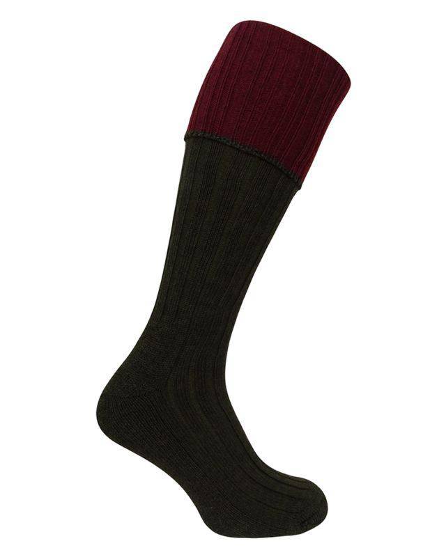Knästrumpor för Jakt - Burgundy och Grön - Hoggs of Fife