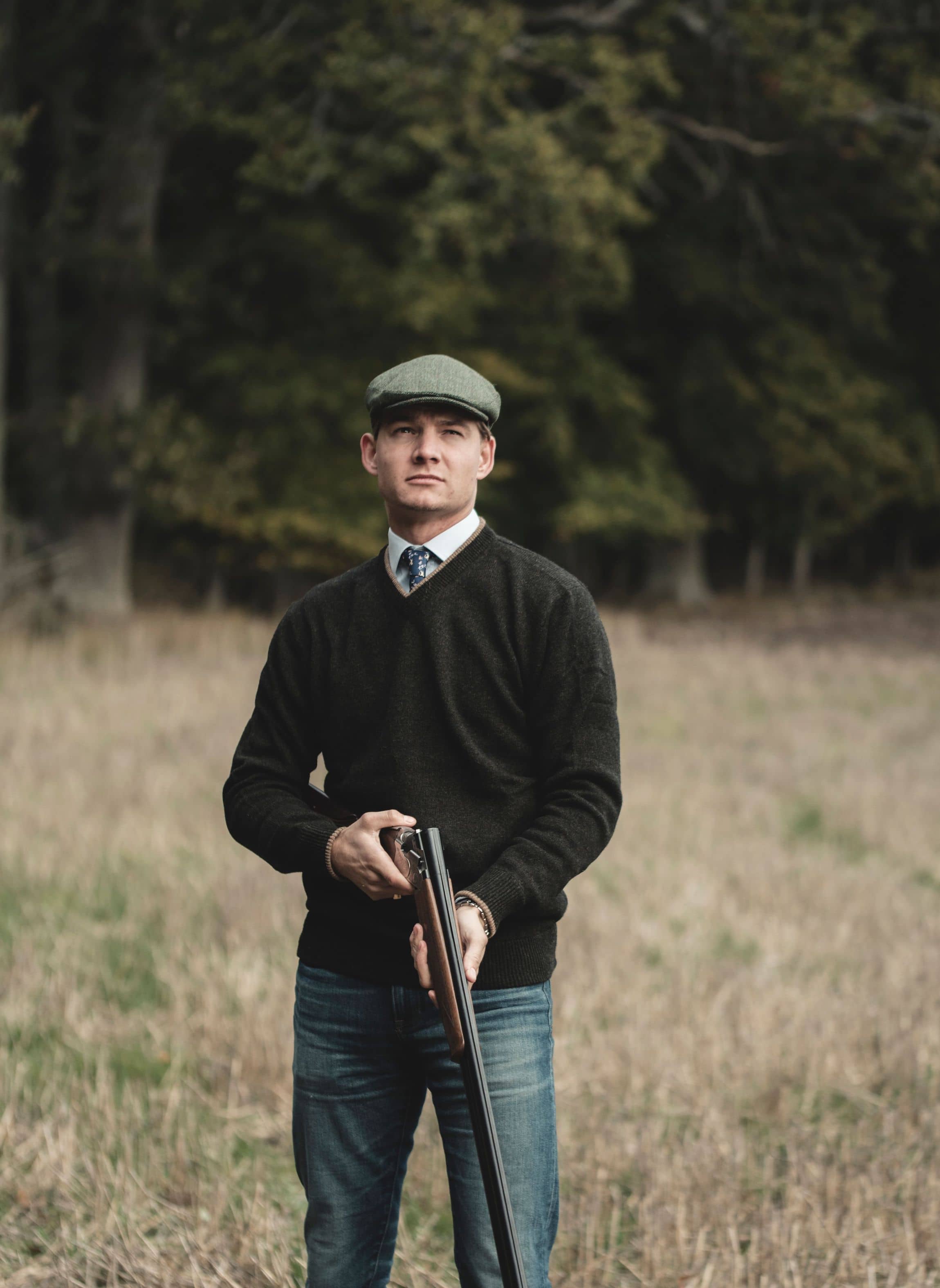 V-neck Sweater in Lambswool - Green
