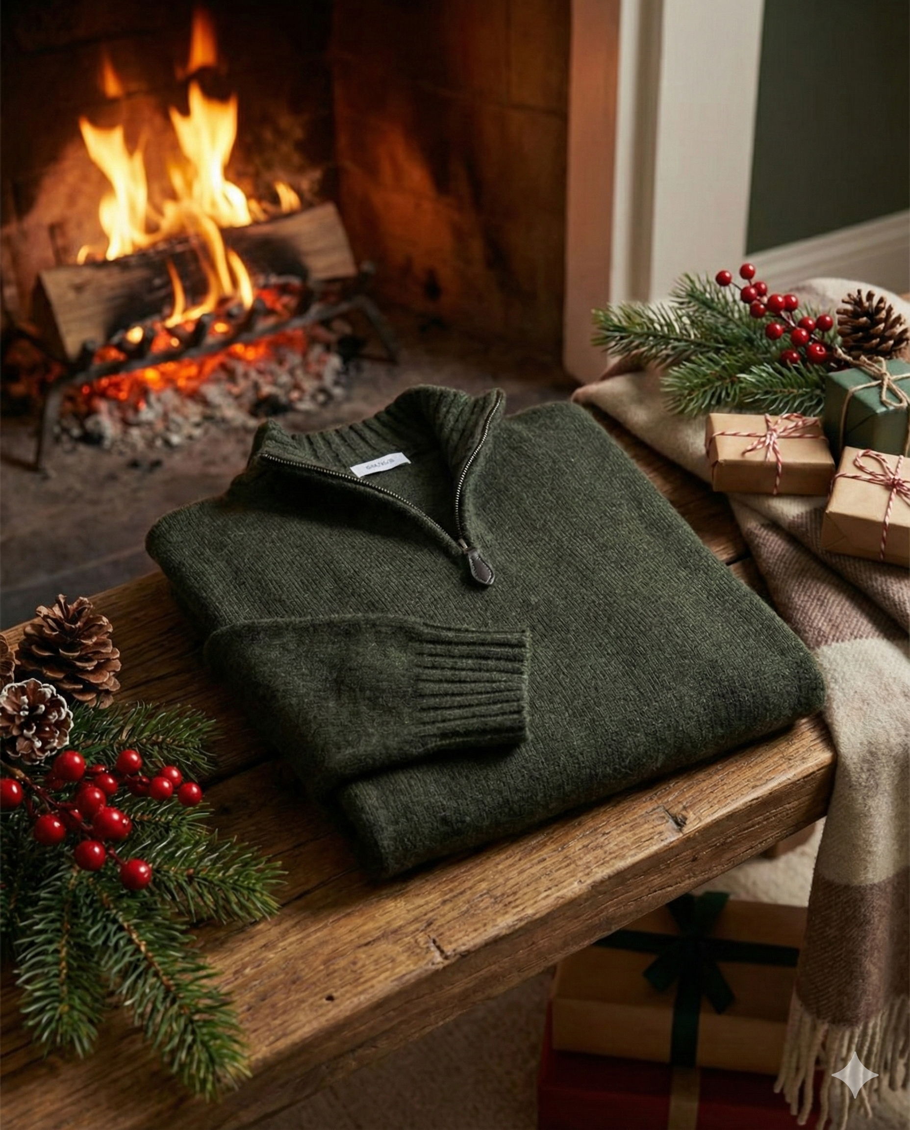 Half-zip från Grinda vid en brasa