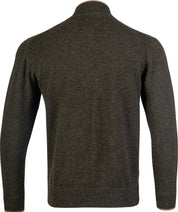 Sweater med halv lynlås - olivengrøn sweater i lammeuld