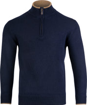 Lambswool sweater med halv lynlås - marineblå