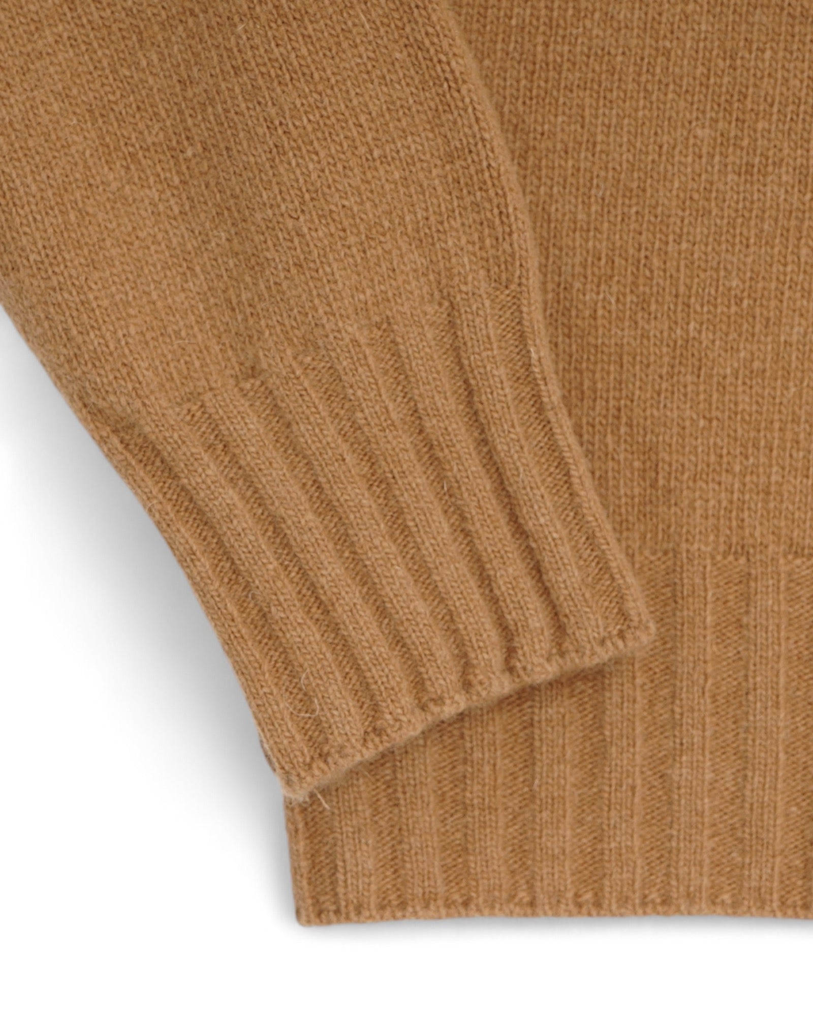 Halber Reißverschluss - Beigefarbener Pullover aus Lammwolle