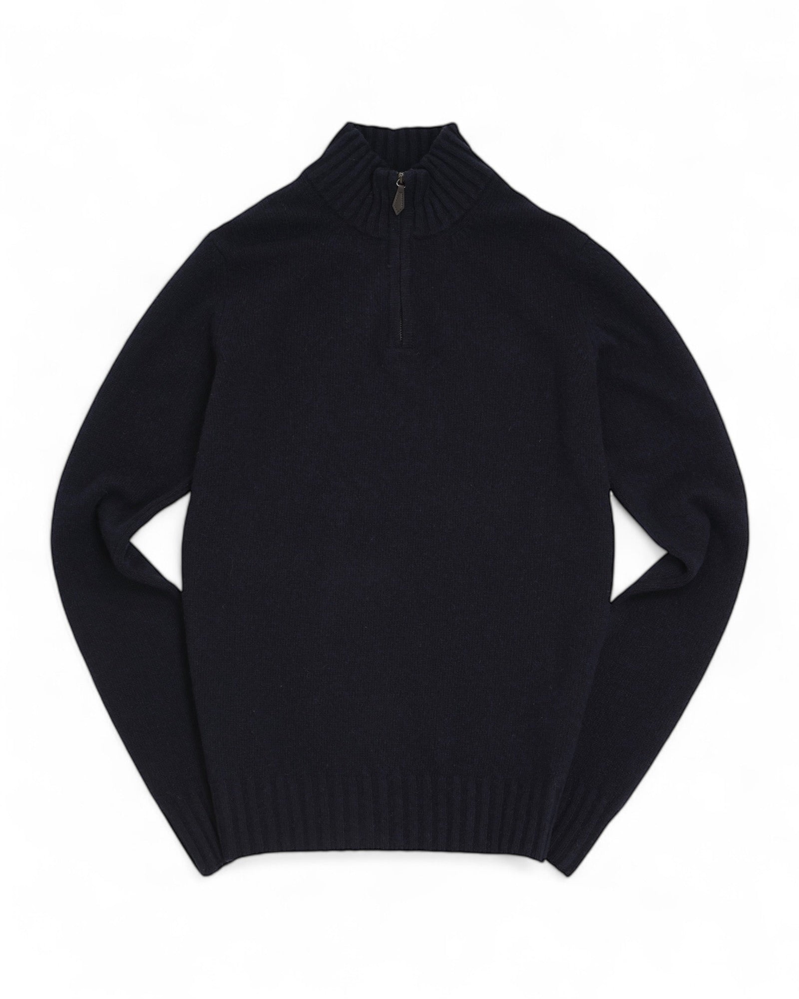 Half-Zip - Marineblauer Pullover aus Lammwolle
