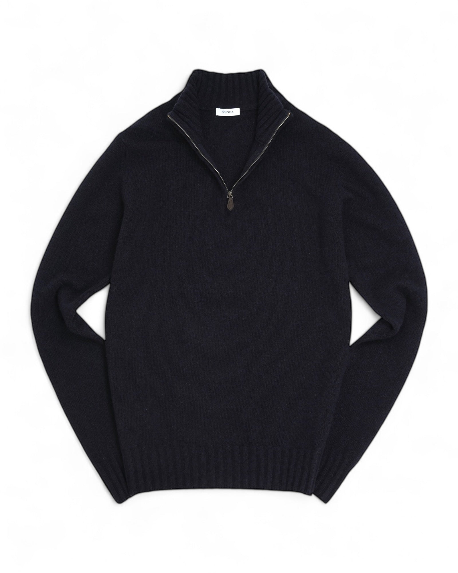 Half-Zip - Marineblauer Pullover aus Lammwolle