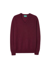 Herren Pullover mit V-Ausschnitt aus Lammwolle - Kilsyth Bordeaux