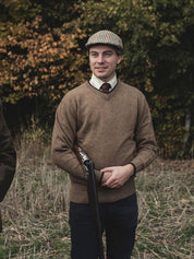 Lambswool Pullover mit V-Ausschnitt - Beige