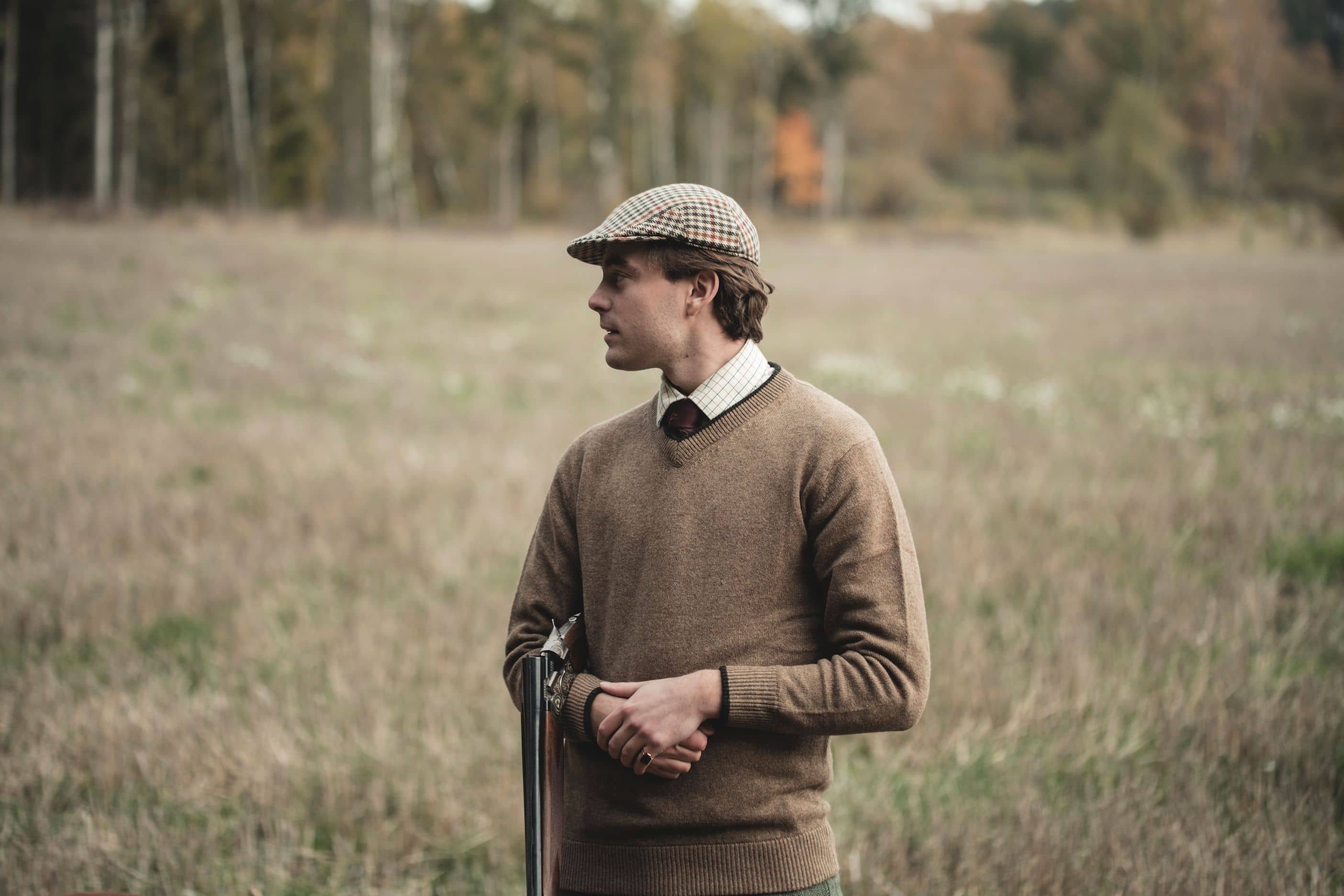 Lambswool Pullover mit V-Ausschnitt - Beige