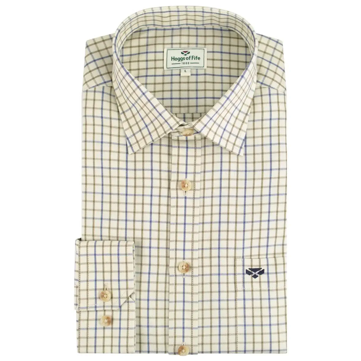 Inverness - Tattersall shirt Navy/Olive - Hoggs of Fife