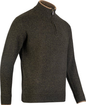 Half-Zip Sweater - Olive Green Lambswool Sweater
