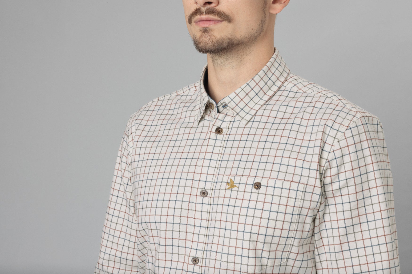 Oxford hunting shirt men grape leaf terracotta check