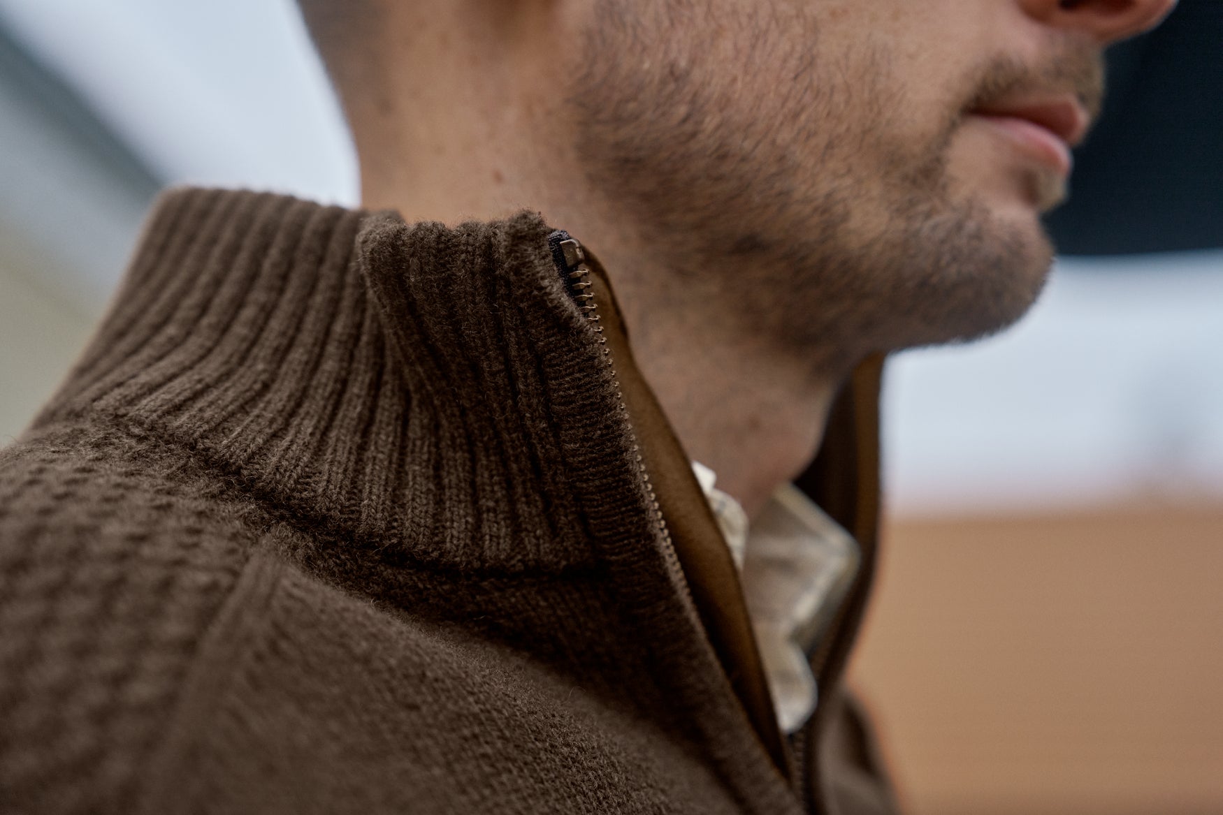 Vincent Merino Half-Zip - Demitasse Brown