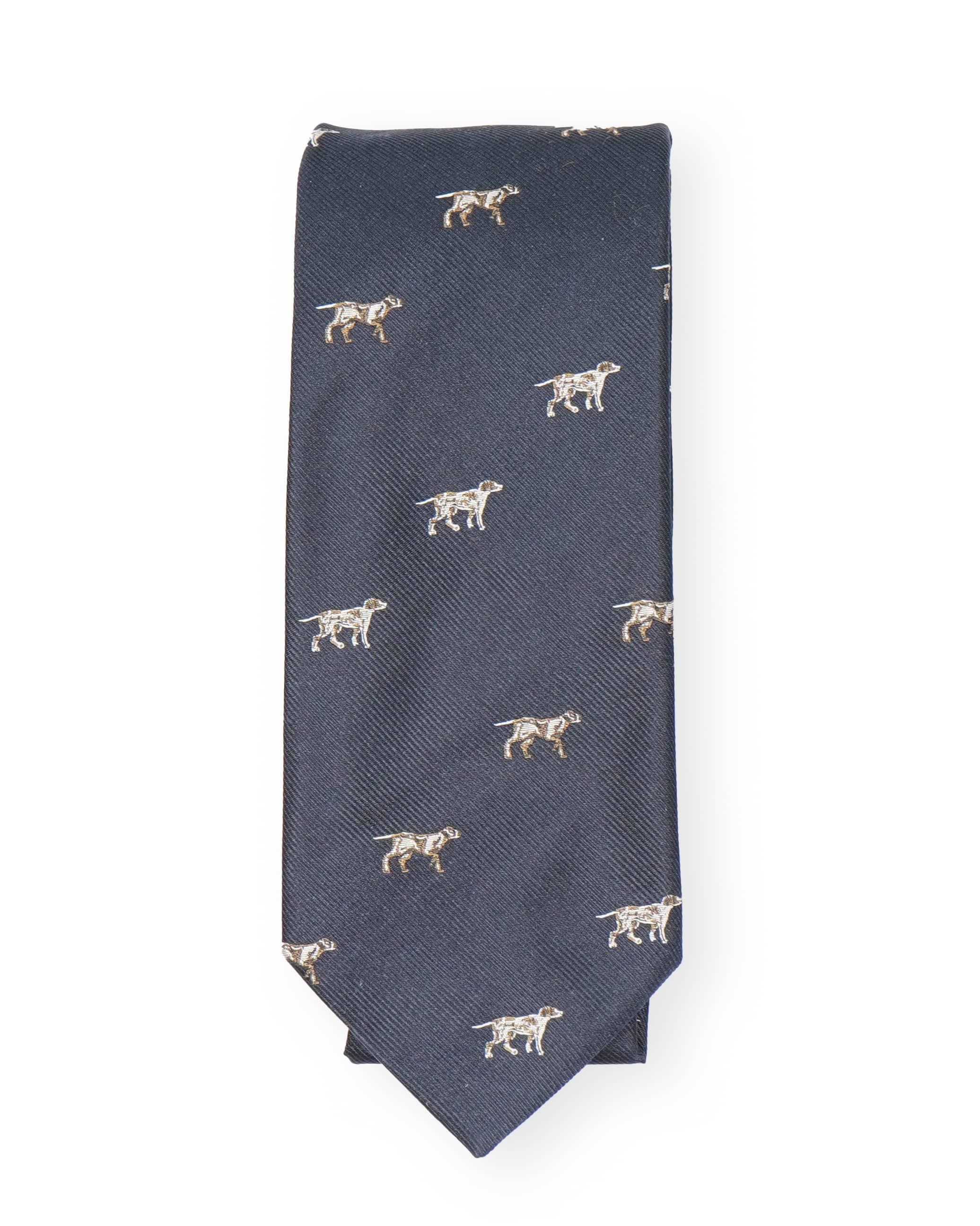 Hunting tie in silk - Dog motif