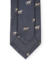 Hunting tie in silk - Dog motif